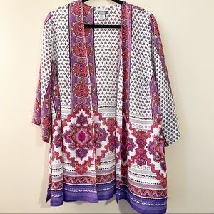 Plus size open short sleeve kimono